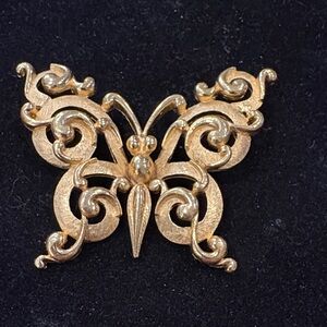 Trifari Gold Ornate Butterfly Brooch
